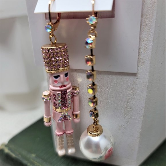 Betsey Johnson Pink Nutcracker Pierced Earrings Holiday - Picture 9 of 12